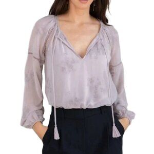 Black Tape | Embroidered Mauve Boho Peasant Top | S